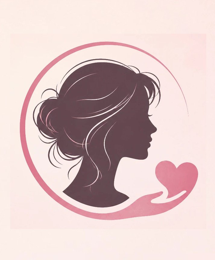 Logo Vaše Lenka: silueta ženy a dlaň se srdcem